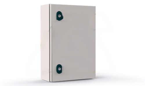 Щит моноблочный ETA 600x400x350мм (ВхШхГ) навесной с монтажной панелью, 1 глухая дверь, 2 замка, 1 пластина кабельного ввода, RAL7035, IP66